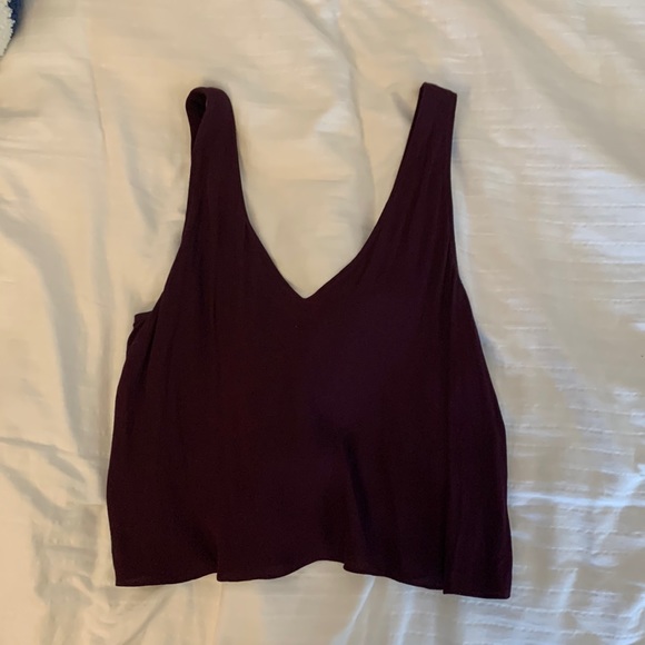 Wilfred Tops - Maroon v-neck blouse with tie back